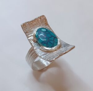 Bijoux créateur bague argent turquoise naturelle